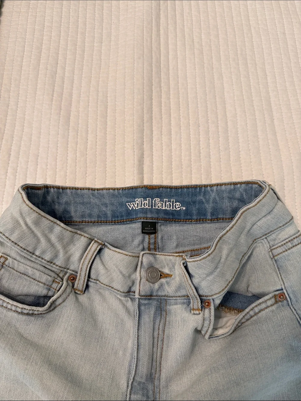 wild fable Light Blue Denim Mini Skirt with Frayed Hem